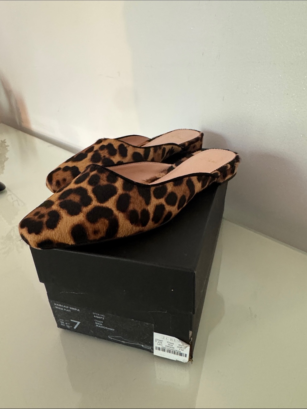 J. Crew Leopard Print Slip-On Mules - Brown/Black